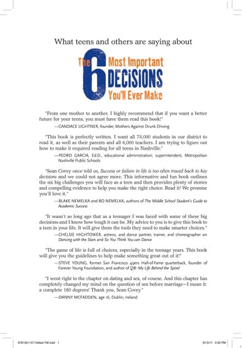 The 6 Most Important Decisions You'll Ever Make A Guide for Teens: Updated for the Digital Age