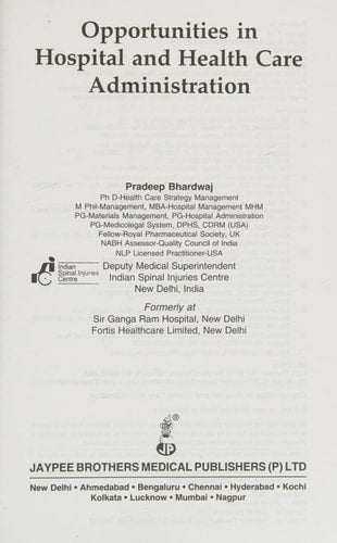 Opportunities in Hospital and Health Care Administration