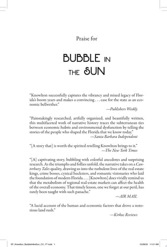 Bubble in the Sun The Florida Boom of the 1920s and How It Brought on the Great Depression