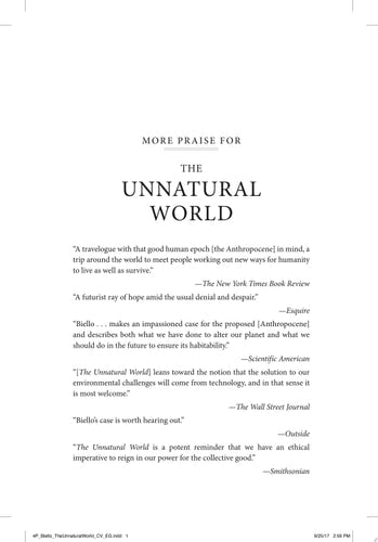 The Unnatural World The Race to Remake Civilization in Earth's Newest Age