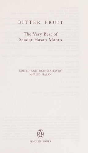 Bitter Fruit The Very Best of Saadat Hasan Manto