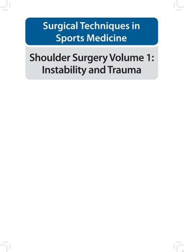 EFOST Surgical Techniques in Sports Medicine - Shoulder Surgery, Volume 1: Instability and Trauma-zoom-