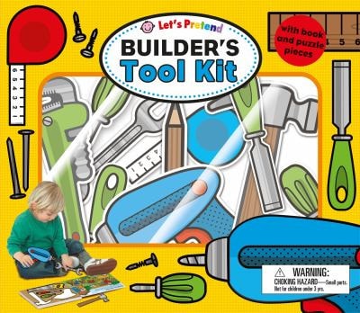 Let's Pretend Builders Tool Kit With Book and Puzzle Pieces