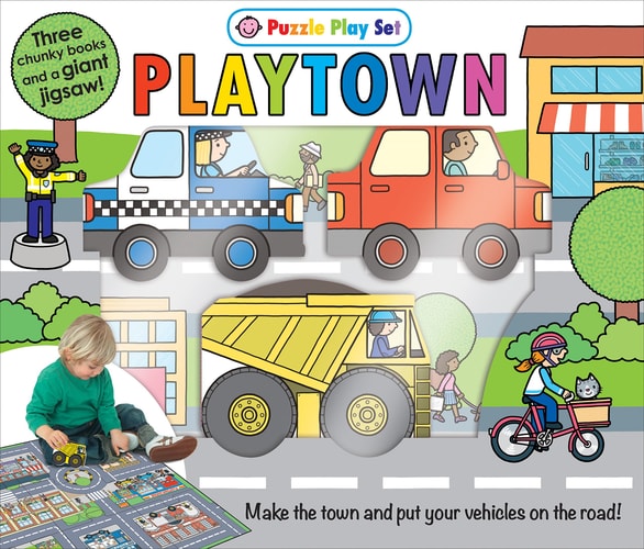 Puzzle Play Set: PLAYTOWN Three Chunky Books and a Giant Jigsaw Puzzle!