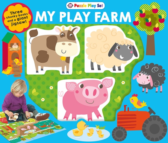 Puzzle Play Set: MY PLAY FARM Three Chunky Books and a Giant Jigsaw Puzzle!