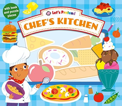 Let's Pretend Chef's Kitchen With Book and Puzzle Pieces