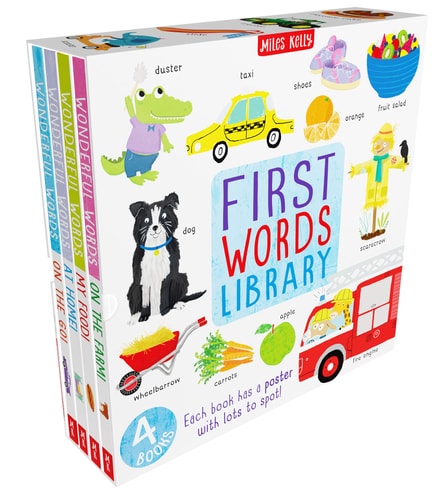 First Words Library Slipcase: Four large format hardbacks that will engage young children as they learn new words and objects. Includes 4 wall posters! (Wonderful Words)