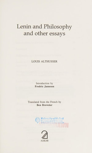 Lenin and Philosophy and Other Essays
